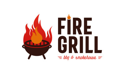 BBQ Fire Grill Logo Template