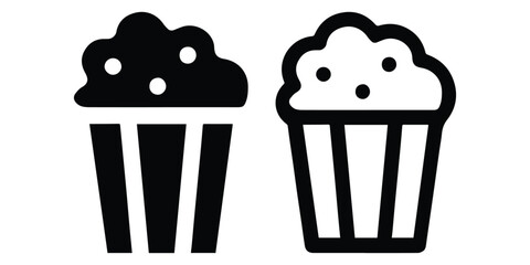 Popcorn Icon Collection. Snack Food Sign Illustration. Cinema Snacks.