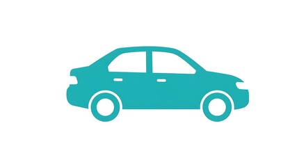 Sedan Car Icon in Aqua Blue Simple Automotive Design
