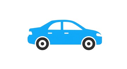 Fototapeta premium Blue Sedan Car Illustration Graphic on White Background