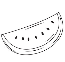 A whole watermelon slices are illustrated in black and white. Coloring book
