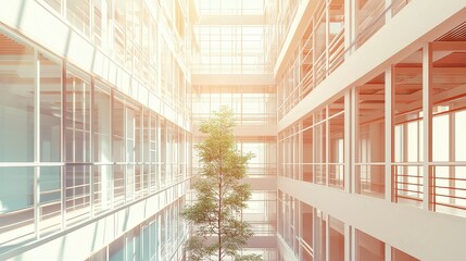 Two Blocks Linked by Central Atrium