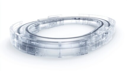 Transparent model of magnetic levitation track emphasizing future mobility and clean transport systems
