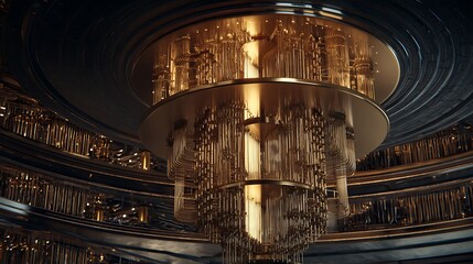 Obraz premium Quantum computer, computer interior, dark, photorealistic, wallpaper, ki