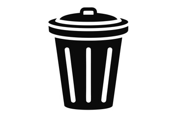 Black Silhouette of a Covered Trash Can with Vertical Slits Design