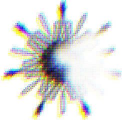 Dotted rainbow mandala with sector for copying text. Shift contour. Vector.