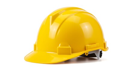 Fototapeta premium Yellow Construction Hard Hat Isolated on White Background Symbolizing Workplace Safety in Building Projects and Occupational Health for Workers During Industrial Operations