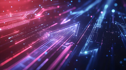 Fototapeta premium Futuristic Digital Background with Glowing Lines and Arrows Effect