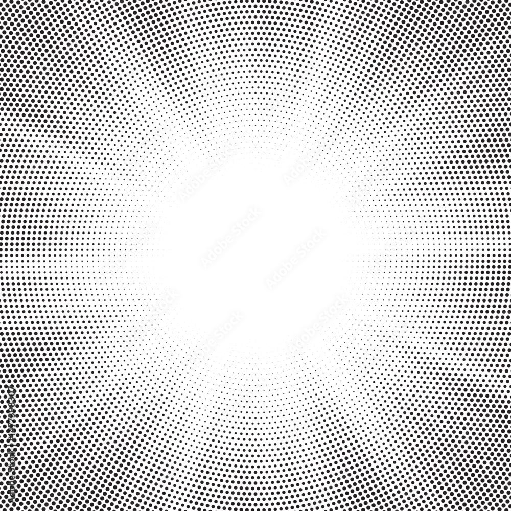 Poster Halftone gradient sun rays pattern. Abstract halftone vector dots background. monochrome dots pattern. Vector background in comic book style with sunburst rays and halftone. Retro pop art design.