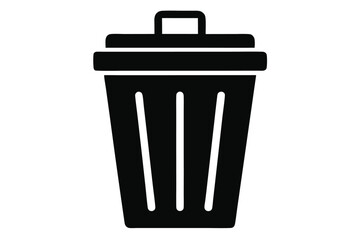 Black Silhouette of a Trash Can with Lid and Handle Illustration