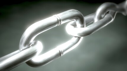 Obraz premium Closeup of a Strong Metal Chain Link in a Dimly Lit Background Highlighting Its Reflective Surface