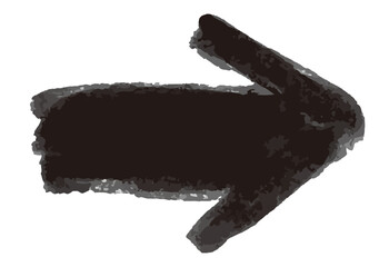 手描きの矢印。筆のブラシ。落書き風のベクターイラスト。