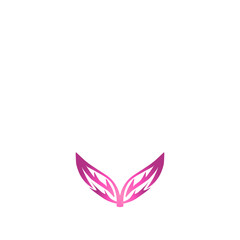 Fototapeta premium Stylized botanical emblem featuring two stylized symmetrical leaves design