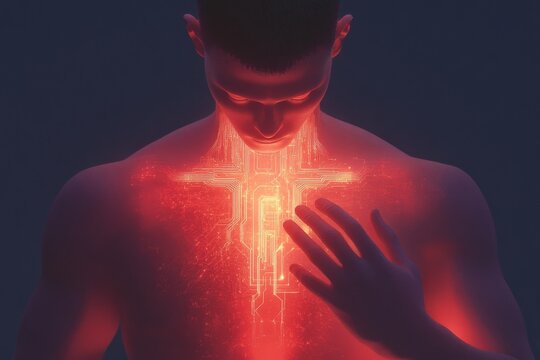 Exploring ai ethics: human-machine interface conceptual art for modern design - Powered by Adobe