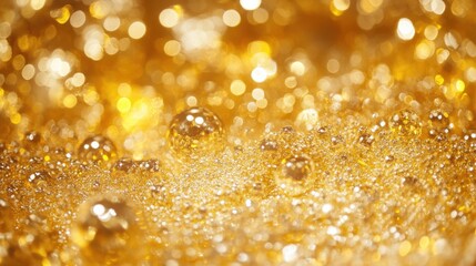 A close-up of crumpled gold foil.