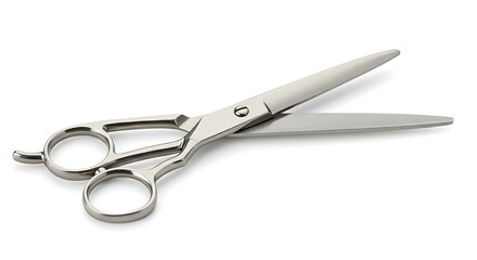 Obraz premium Professional Hair Cutting Scissors Open Isolated on White Background for Salon Barber Hairstyling in a Flat Lay Composition