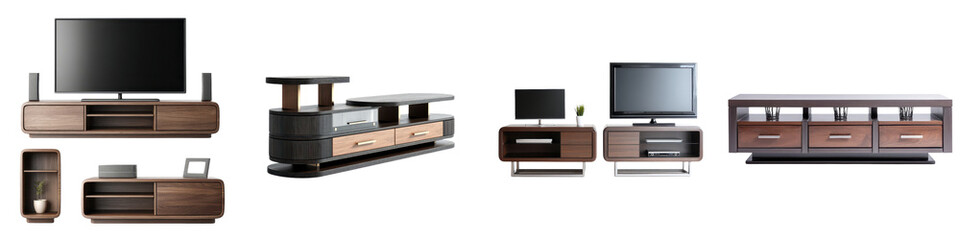 Elegant modern TV cabinets in sleek, stylish designs, showcasing fine craftsmanship and exquisite wood finishes for contemporary home interiors and living spaces.