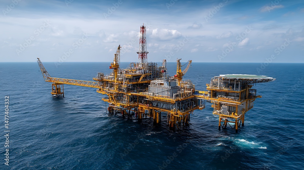 Aufkleber offshore oil and gas wellhead remote platform which produced raw material for sent to onshore refine