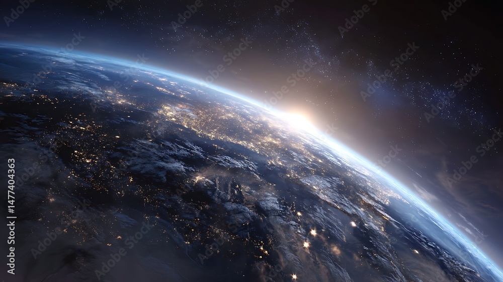 Aufkleber nightly planet earth in dark outer space