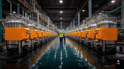 Fototapeta premium Factory Workers Inspecting Industrial Plant.