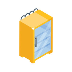 A isometric icon showing hotel fridge, easy to edit