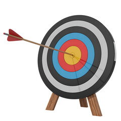 Target with arrow in bullseye on white background on transparent background