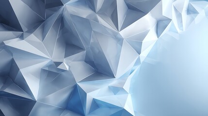 Fototapeta premium Modern geometric 3d mosaic graphics lowpoly template as backdrop abstract background with polygons squares and lines pattern for presentation and copy space banner gray and blue design elements