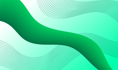 green smooth lines wave curves with soft gradient abstract background