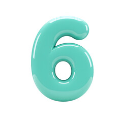 Glossy candy number six on transparent background