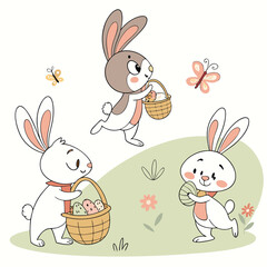 Obraz premium Variety Easter rabbits set vector image (22).eps