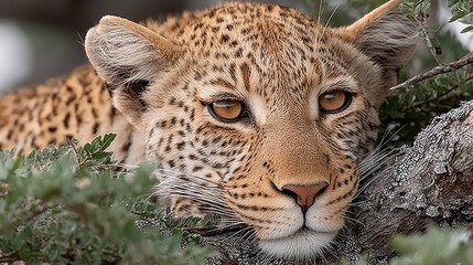 Obraz premium Leopard resting in foliage