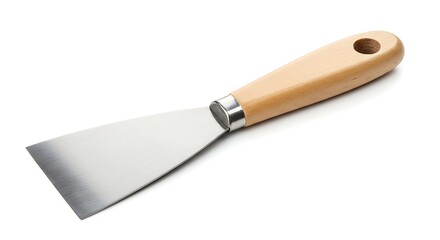 Metal Spatula with Wooden Handle Isolated on White Background A Versatile Tool for Cooking Baking and Crafts Precision Application