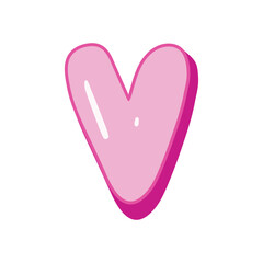 Glossy pink letter V in cartoon bubble style. Cute and playful 3D alphabet design . Isolated on white background