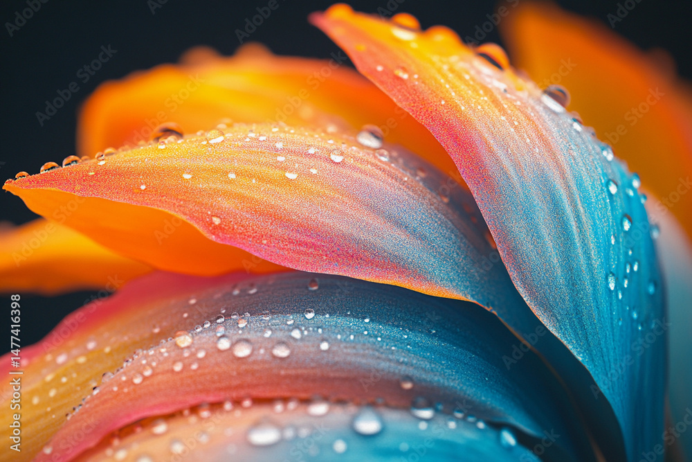 Aufkleber macro close-up of vibrant colored leaves with water droplets generative ai