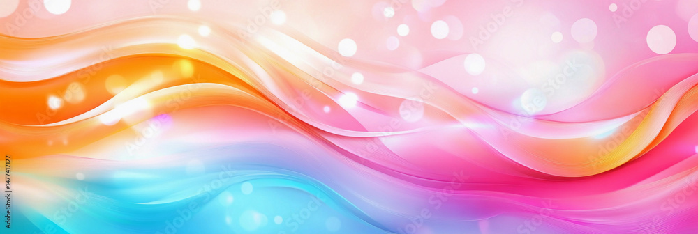 Poster Colorful abstract waves create a vibrant background Generative AI