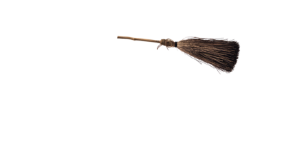 Levitating Broomstick on Plain Background