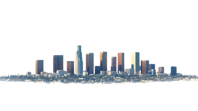 Los Angeles California Cityscape Isolated on White Background for Advertising Projects
