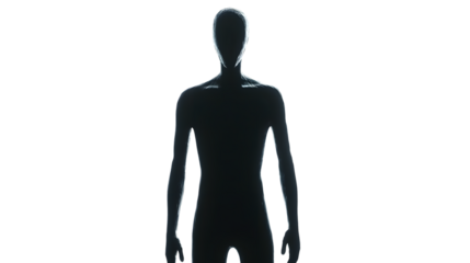 Mysterious Dark Silhouette of Unknown Individual Standing Alone in White Background