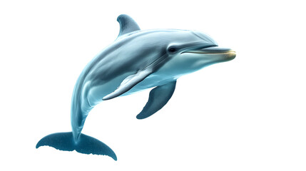 Fototapeta premium Playful Dolphin Isolated on White Background � Exquisite Underwater Wildlife Image