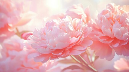 A close-up of soft pink peonies with a dreamy, blurred background.