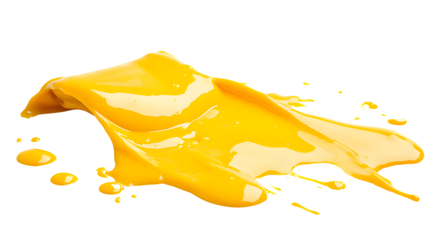 Vibrant Yellow Paint Splashes on White Background