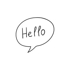 Hello Letter in Hand Drawn Speech Bubble Vector Template