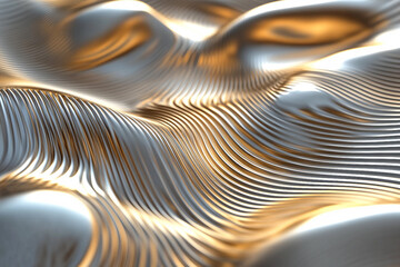 Generative AI abstract visualization of colorful sound waves and acoustic data flow with glowing particles in motion across dark background