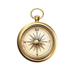 Vintage Brass Compass Isolated on White Background for Navigation and Exploration Concepts