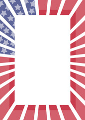 Decorative patriotic frame, USA flag border with empty space for text, 4th of july wreath with American flag