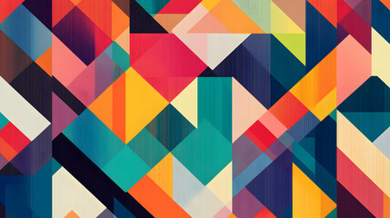 Vibrant Geometric Pattern with Colorful Triangles and Shapes