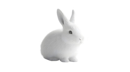 Obraz premium White Cute Bunny Rabbit Isolated on White Background - Professional Stock Photo