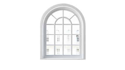 Elegant Window Frame with Arch Isolated on White Background