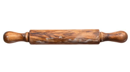 Professional Wooden Rolling Pin for Dough Isolated on White Background