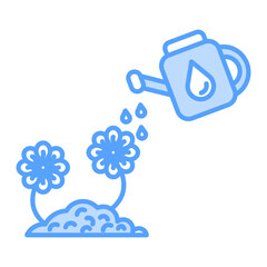 plant watering blue icon